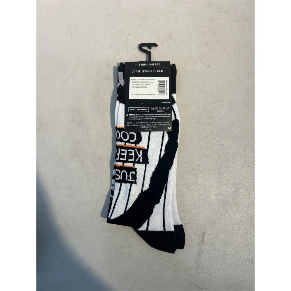 One Pair Men's Elvis Crew Socks ( Fits Size 7 to 12 )